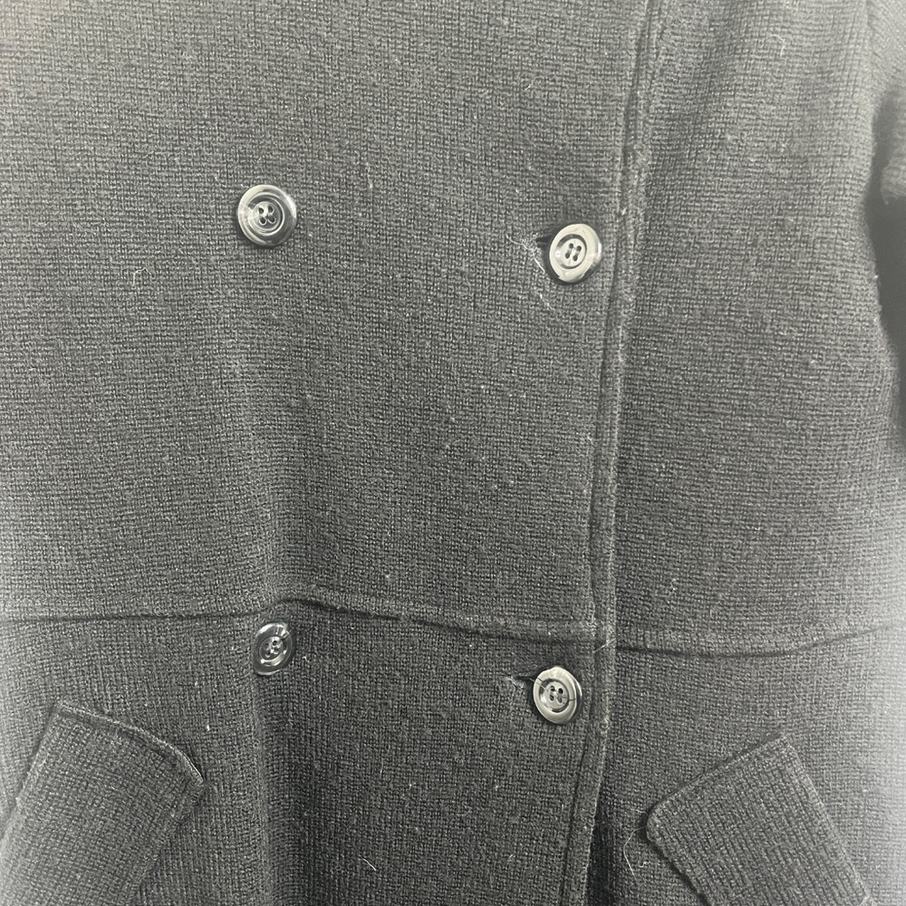 MK2K Wool Coat Black Double Breasted Short Sleeve Coat Jacket Size M/L - Picture 5 of 9